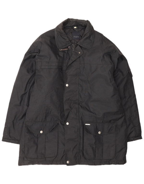 Valentino Herren-Windbreaker-Mantel IT 54 2XL Schwarz Polyamid