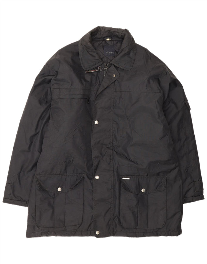 Valentino Herren-Windbreaker-Mantel IT 54 2XL Schwarz Polyamid