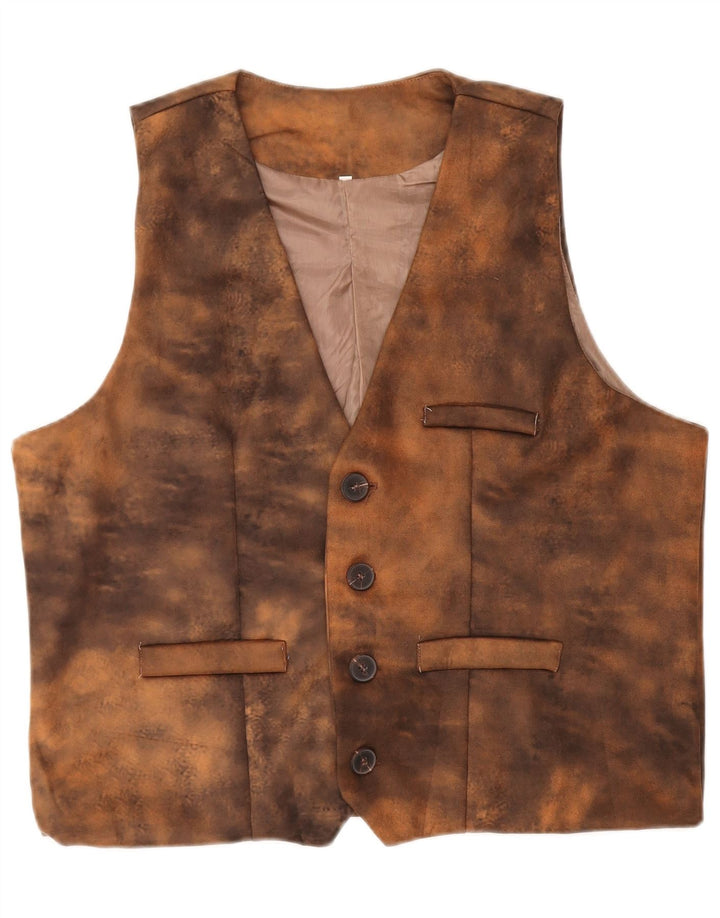 Vintage Herren Lederweste 2XL Braun Batik