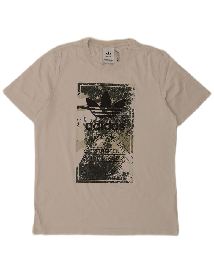 Adidas Herren Grafik-T-Shirt-Oberteil aus mittelweißer Baumwolle
