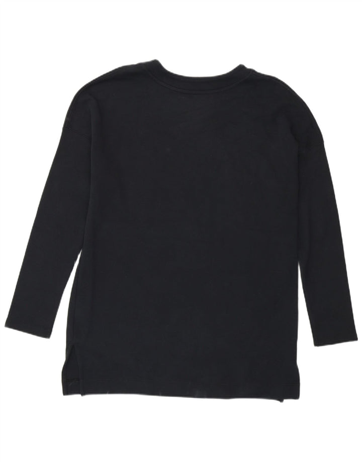 NIKE Womens Graphic Top Long Sleeve UK 14 Medium Black Cotton
