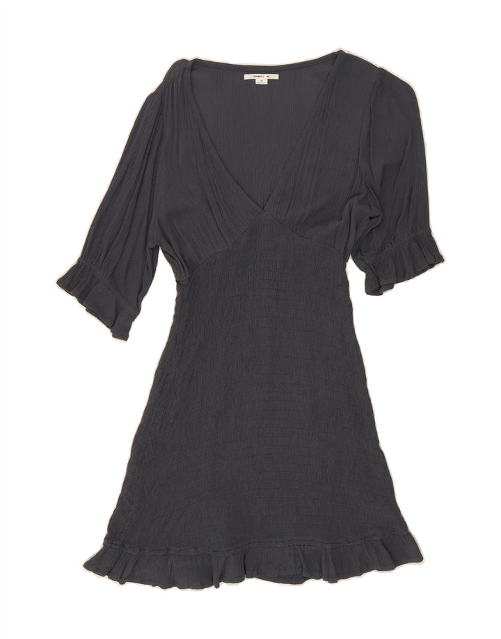 O'NEILL Womens A-Line Dress UK 12 Medium Grey Viscose Vintage O'Neill and Second-Hand O'Neill from Messina Hembry 