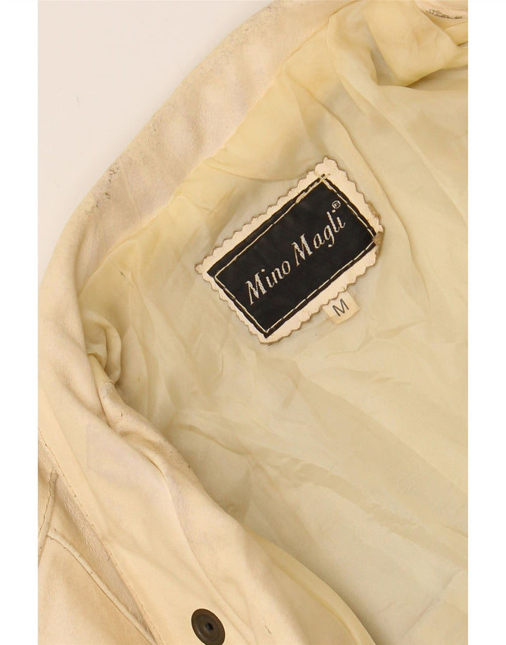 VINTAGE Mens Leather Jacket UK 38 Medium Beige Vintage Vintage and Second-Hand Vintage from Messina Hembry 