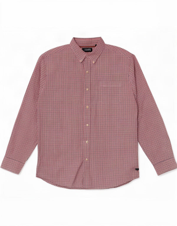Chaps Mens Shirt Large Red Check Cotton
