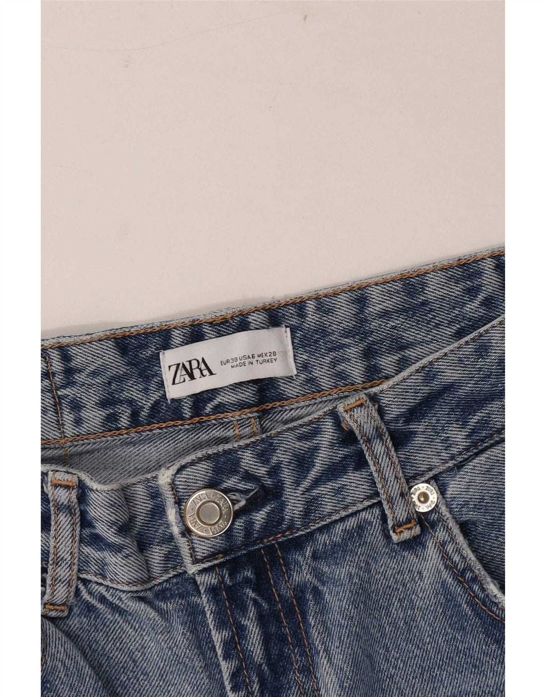Zara Damen Distressed Jeans mit weitem Bein EU 38 Small W28 L33 Blau