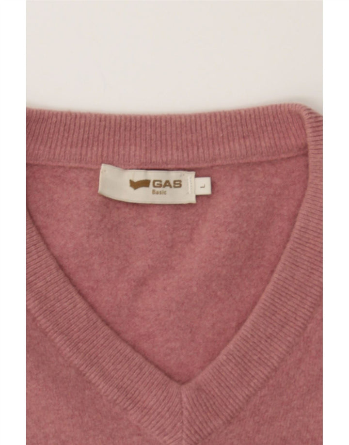 GAS Womens V-Neck Jumper Sweater UK 16 Large Pink Wool Vintage Gas and Second-Hand Gas from Messina Hembry 