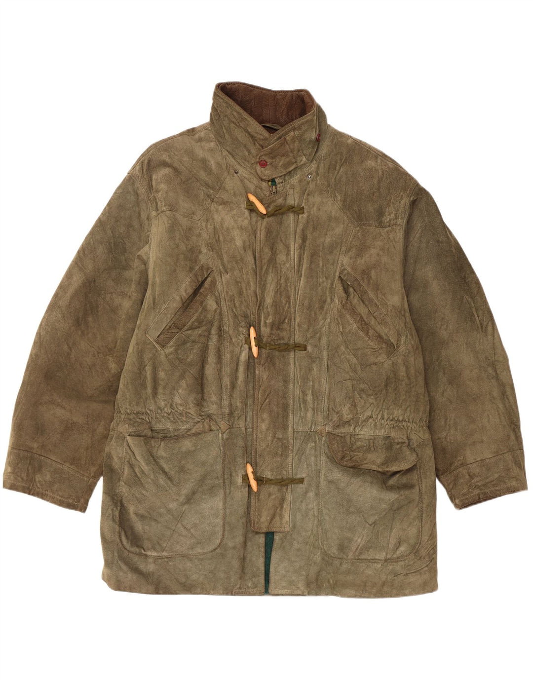 Vintage Damen Wildleder Dufflecoat UK 42 XL Khaki