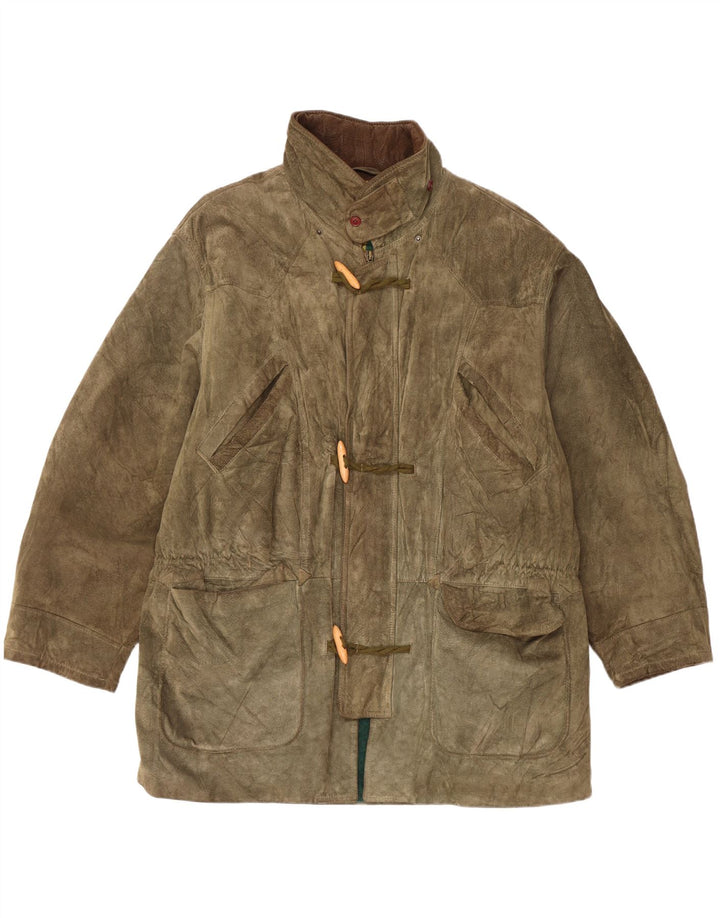 Vintage Damen Wildleder Dufflecoat UK 42 XL Khaki