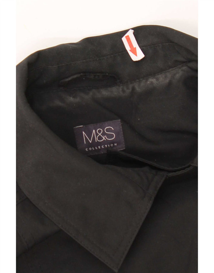 Marks & Spencer Damen Trenchcoat UK 16 Large Schwarz Polyester