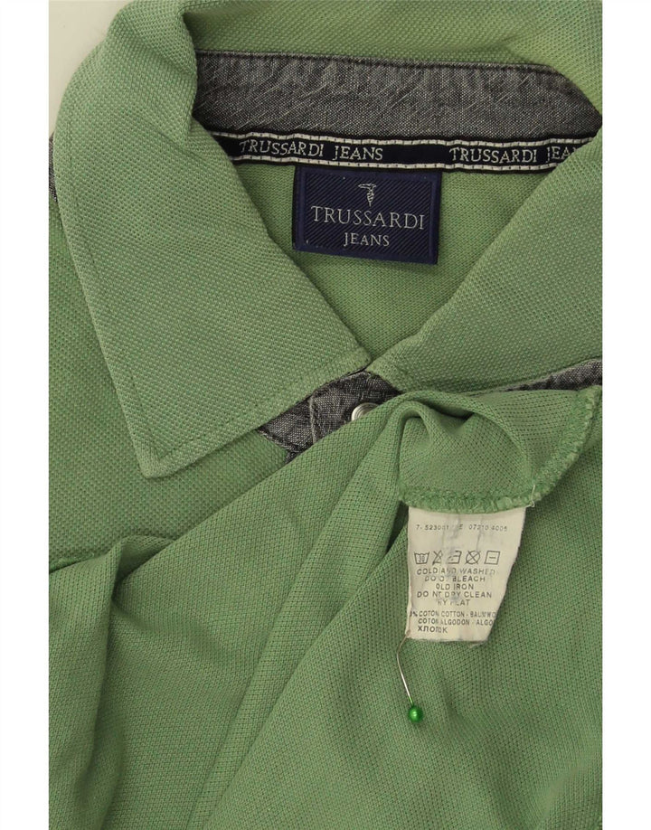Trussardi Jeans Herren-Poloshirt aus mittelgrüner Baumwolle