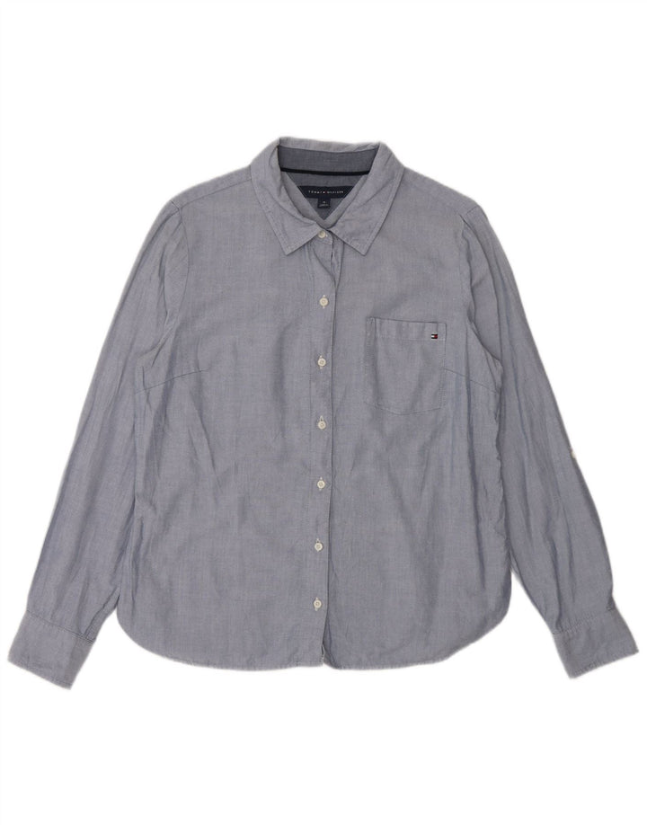 TOMMY HILFIGER Womens Shirt UK 14 Medium Blue Cotton