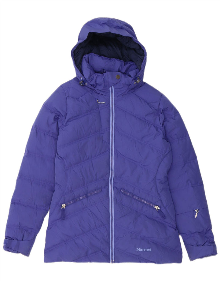 Marmot Womens 700 Fill Hooded Wattierte Jacke UK 6 XS Blau Polyester