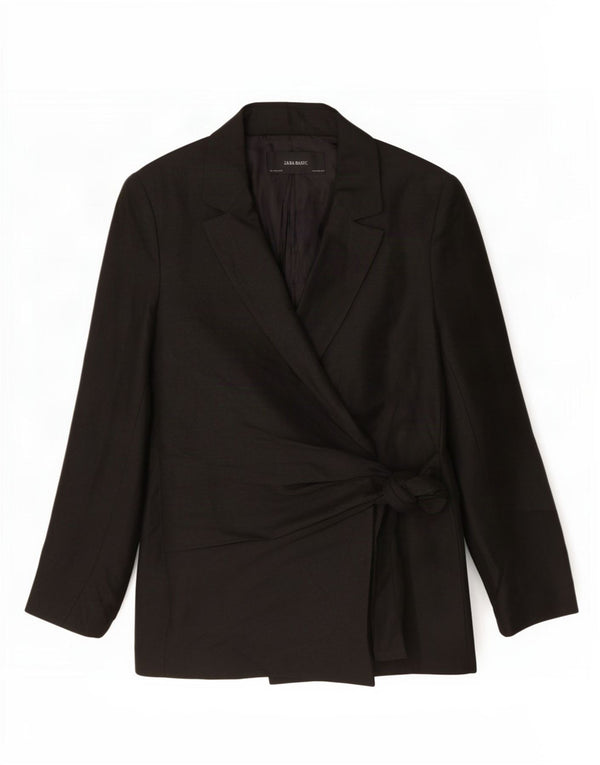 Zara Damen Wickelblazer Jacke UK 16 Große schwarze Viskose