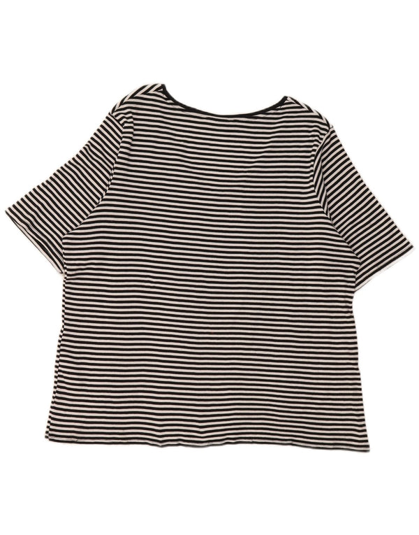 Marks & Spencer Damen T-Shirt Top UK 22 3XL Schwarze Nadelstreifen-Baumwolle