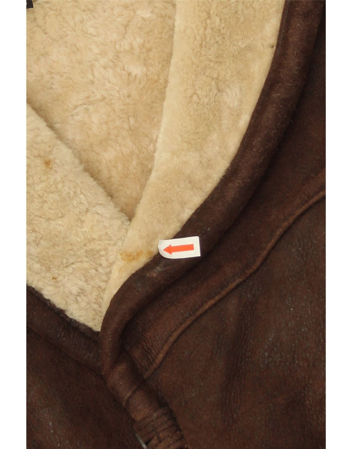WESTBURY Herren Shearling Jacke IT 56 3XL Braunes Leder