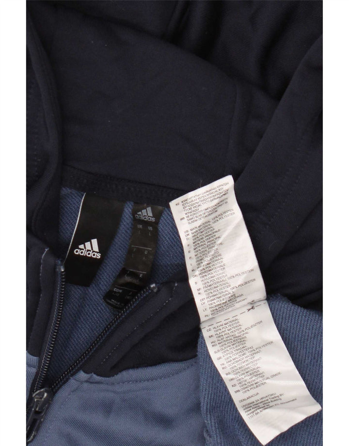 Adidas Herren-Kapuzenpullover mit Reißverschluss, groß, blaues Farbblock-Polyester