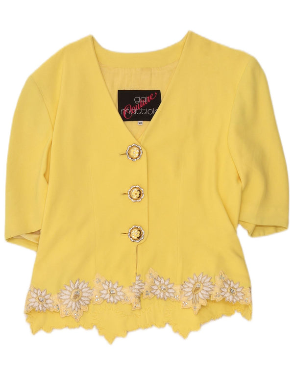 Gai Mattiolo Damen-Cardigan mit 1/2-Ärmeln, Größe 46, groß, gelb, Designer