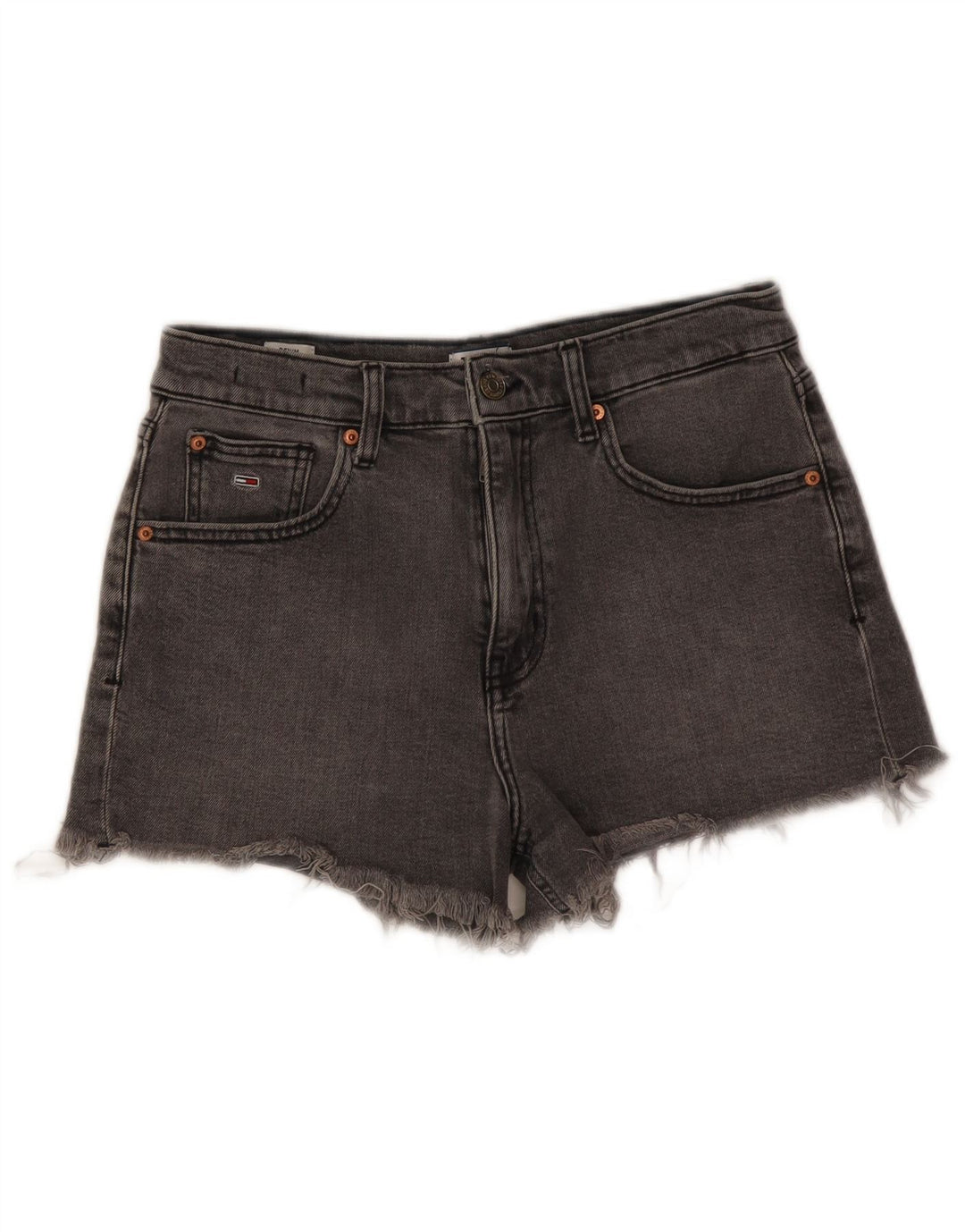 Tommy Hilfiger Damen Jeansshorts W27 Small Grau Baumwolle