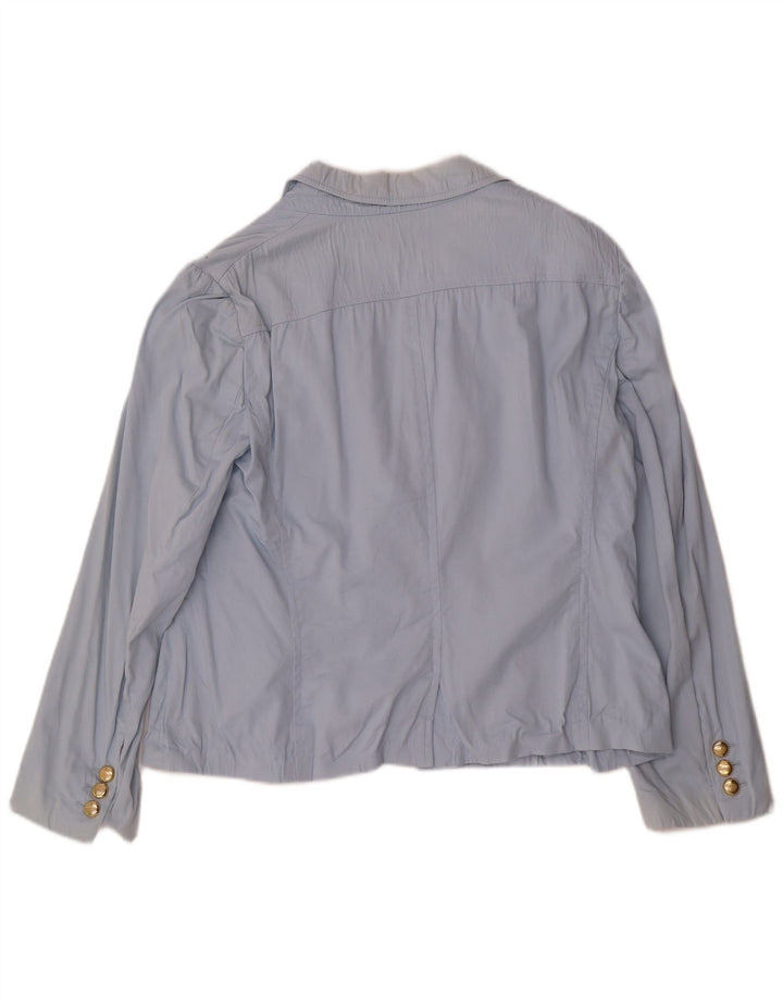 Luisa Spagnoli Damen 3-Knopf-Blazerjacke IT 48 XL Blaue Baumwolle