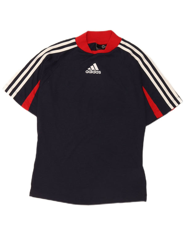 Adidas Damen Grafik T-Shirt Top UK 12/14 Medium Marineblau Sport