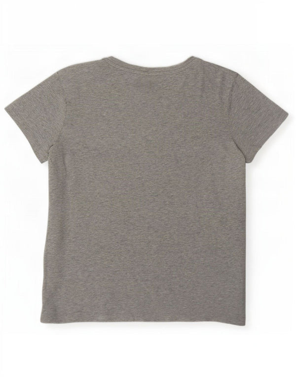Puma Womens Graphic T-Shirt Top UK 14 Mittelgrau gefleckte Baumwolle