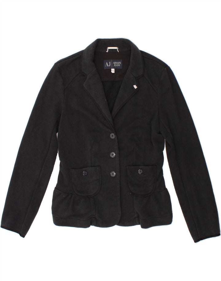 ARMANI JEANS Womens 3 Button Blazer Jacket EU 46 XL Black Cotton Vintage Armani Jeans and Second-Hand Armani Jeans from Messina Hembry 