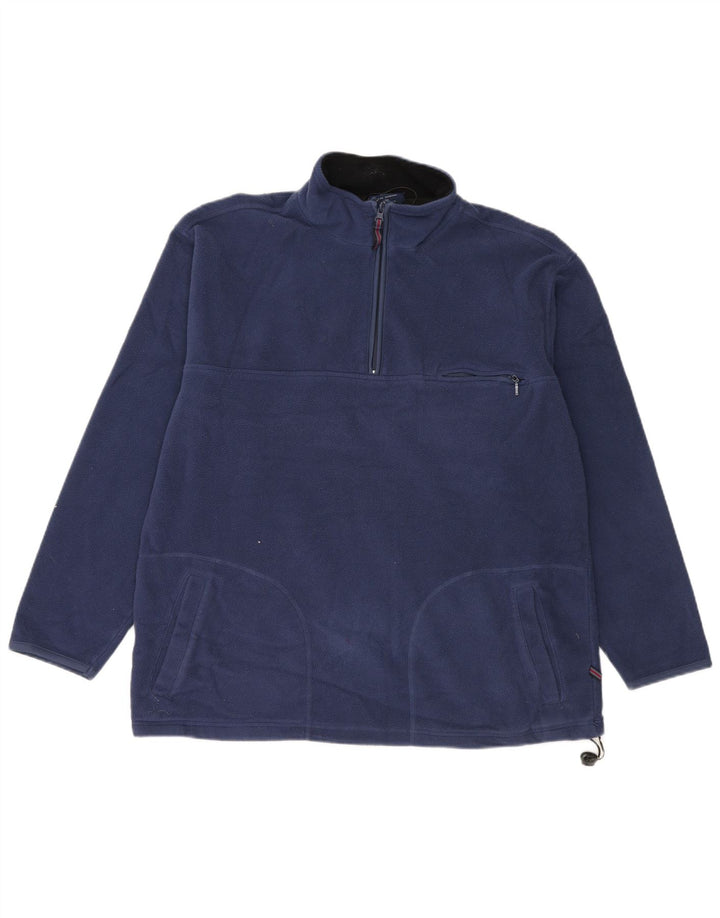 Marks & Spencer Herren-Fleecepullover „Harbor“ in Blau mit Reißverschluss und Kragen in mittlerem Marineblau