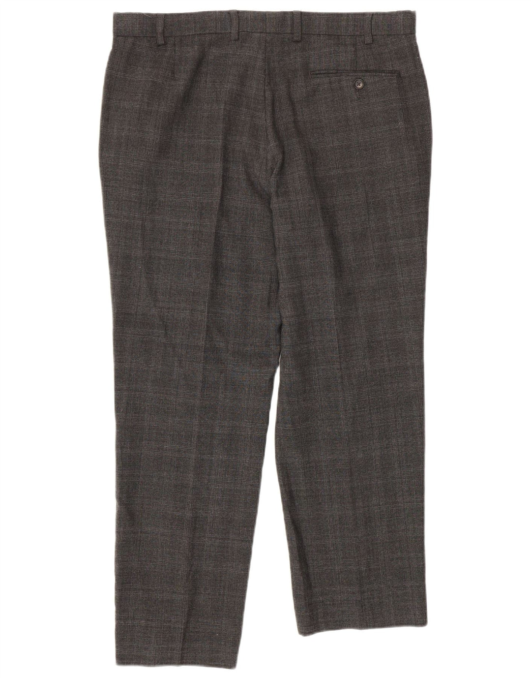 Marks & Spencer Herren-Freizeithose mit maßgeschneiderter Passform, W36 L28, grau karierte Wolle