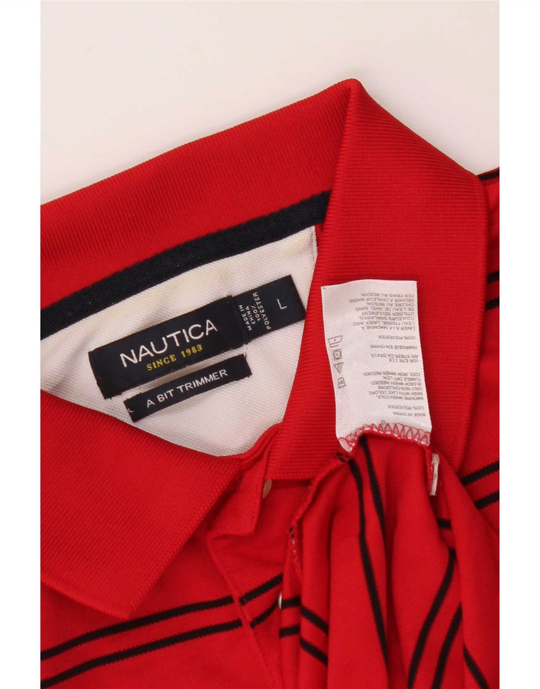 Nautica Herren-Poloshirt, groß, rot gestreift, Polyester