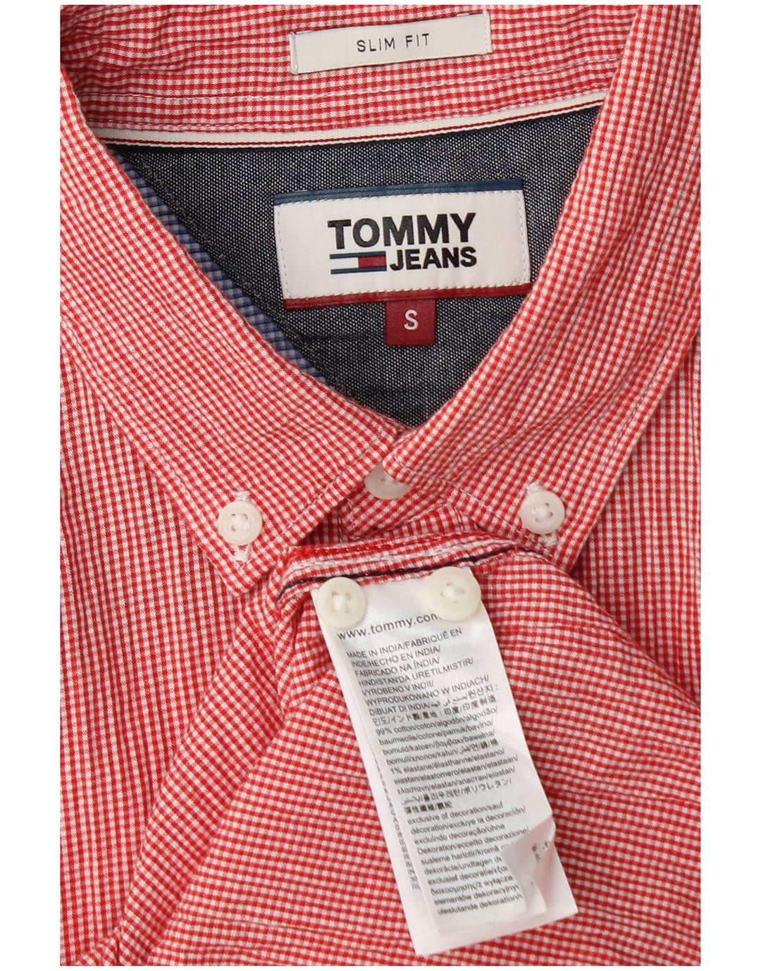 TOMMY HILFIGER Herren Slim Fit Hemd Kleine rot gestreifte Baumwolle