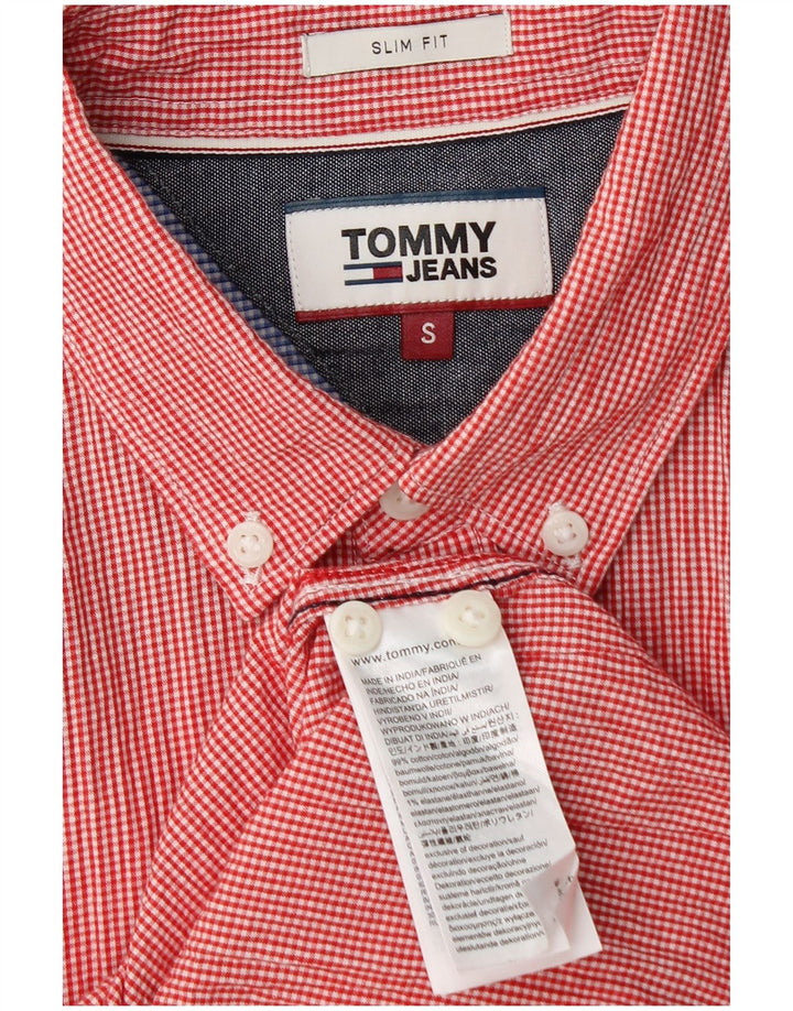 TOMMY HILFIGER Herren Slim Fit Hemd Kleine rot gestreifte Baumwolle