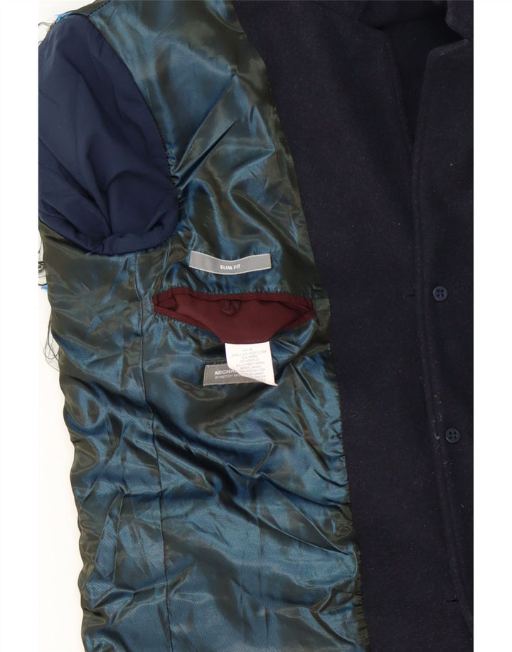 MICHAEL KORS Mens Overcoat UK 38 Medium Navy Blue Polyester Vintage Michael Kors and Second-Hand Michael Kors from Messina Hembry 