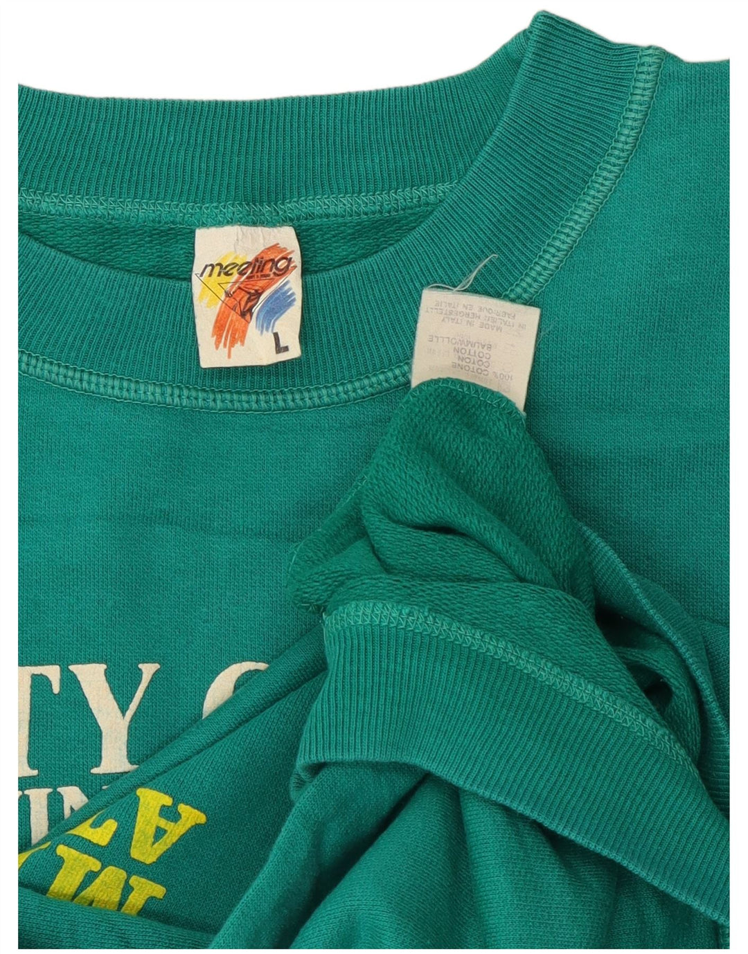 Meeting Herren-Sweatshirt mit Grafik, groß, türkisfarbene Baumwolle
