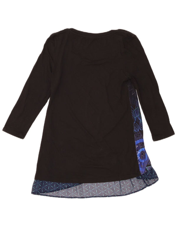 Desigual Womens Graphic 3/4 Sleeve Tunic Dress UK 6 XS Schwarz Geometrisch