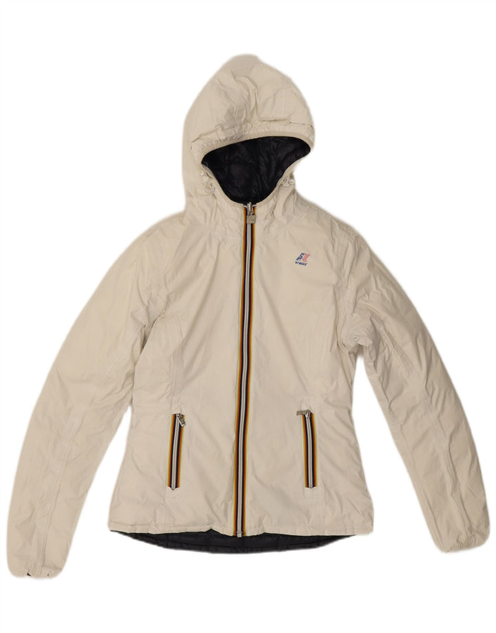 K-Way Damen Kapuzenjacke, wendbar, gepolstert, Gr. 8, Schwarz, Polyamid