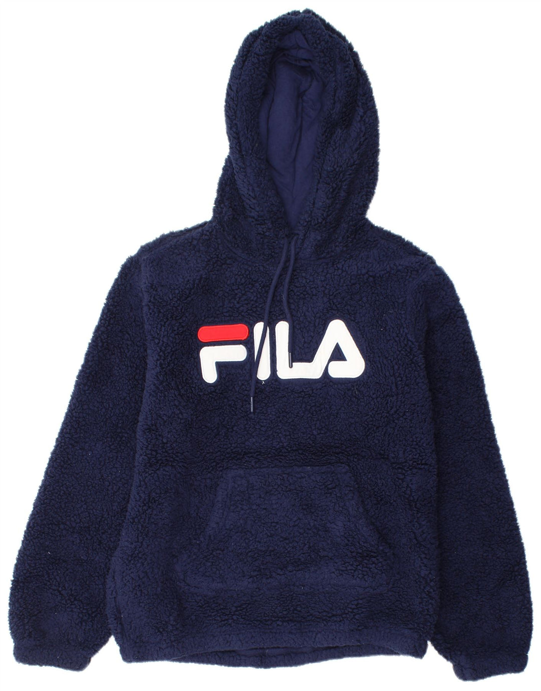 FILA Damen Grafik-Fleece-Kapuzenpullover UK 14 Medium Marineblau Polyester