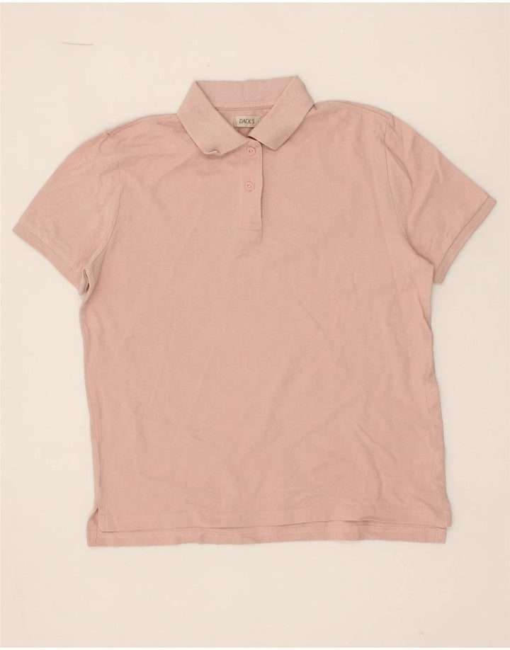 DACK'S Womens Polo Shirt UK 14 Medium Pink Cotton Vintage Dack's and Second-Hand Dack's from Messina Hembry 