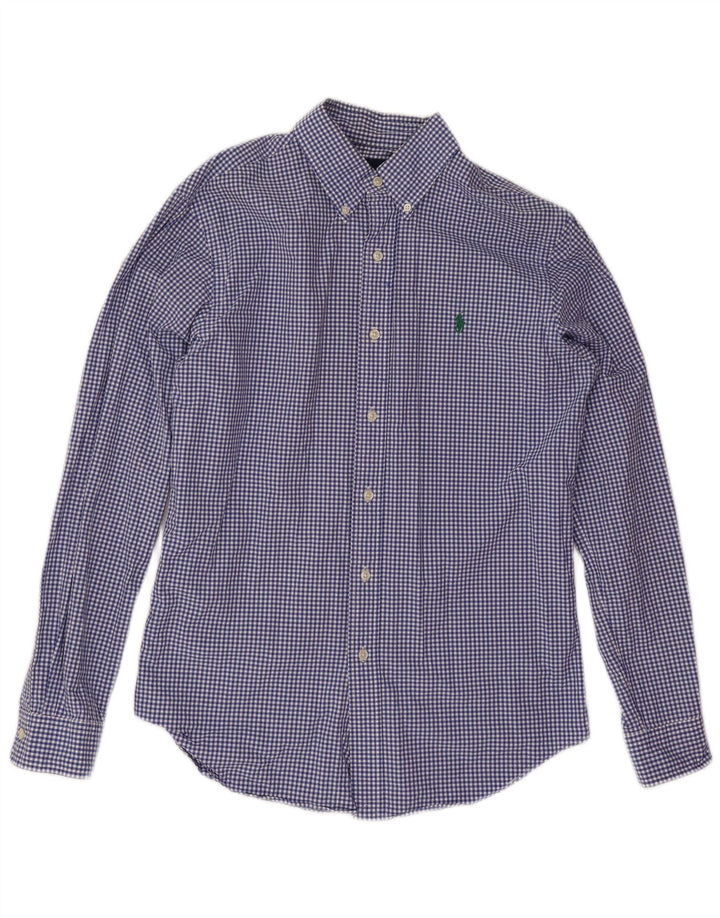 Ralph Lauren Slim-Fit-Hemd für Herren aus mittelblauer Gingham-Baumwolle