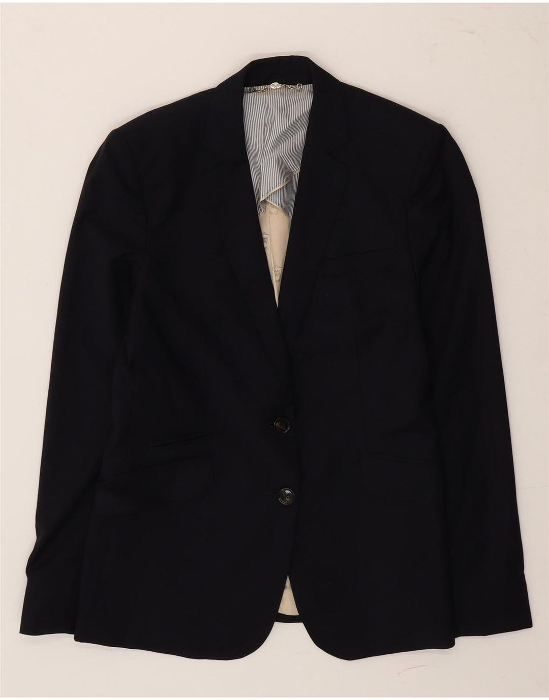 Massimo Dutti Damen-Blazerjacke mit 2 Knöpfen, EU 40, mittelmarineblaue Wolle