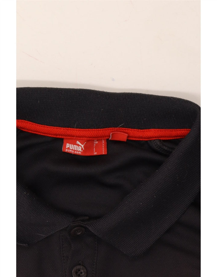 PUMA Mens Polo Shirt Large Black Polyester Vintage Puma and Second-Hand Puma from Messina Hembry 