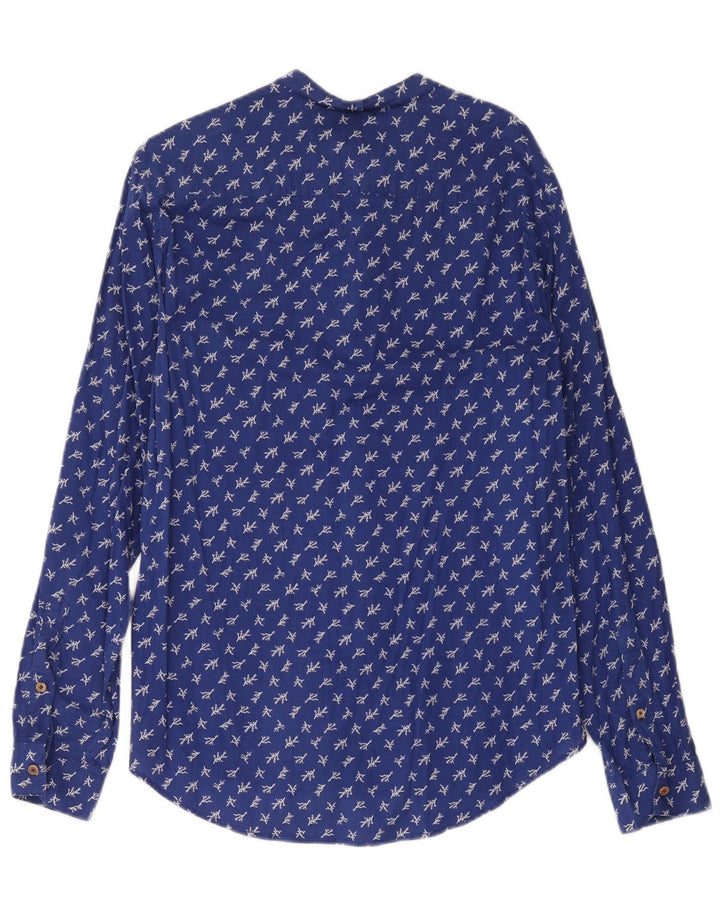 Benetton Herrenhemd XS Blau geblümt
