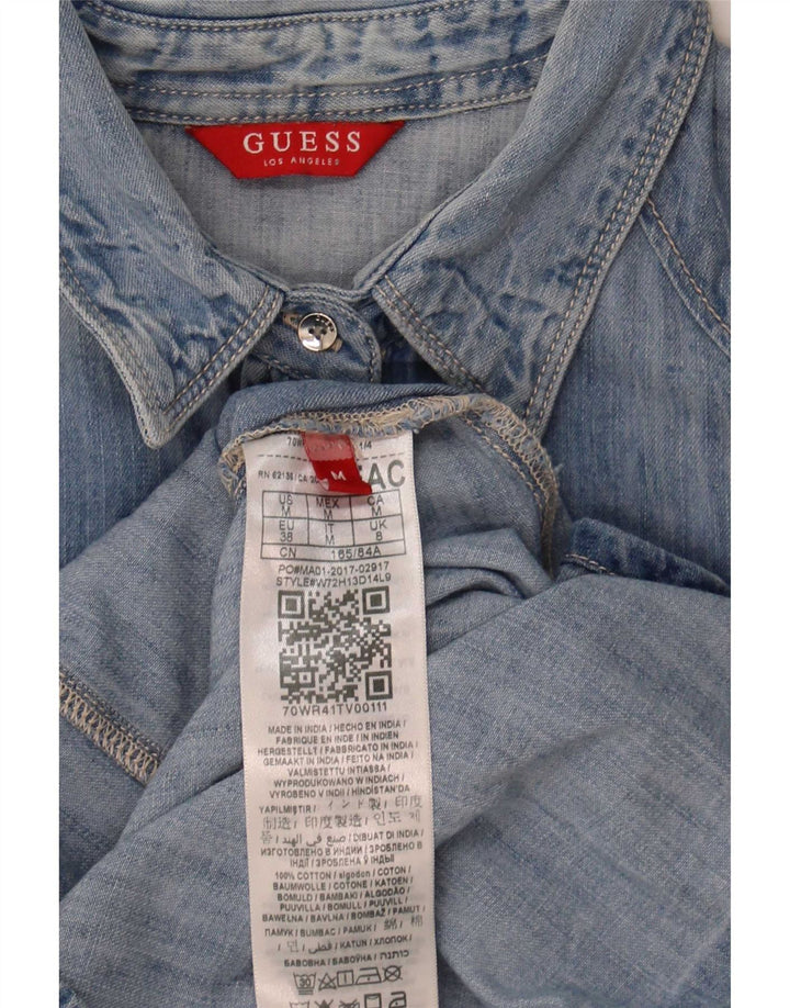 Guess Damen Jeanshemd UK 8 Small Blau Baumwolle
