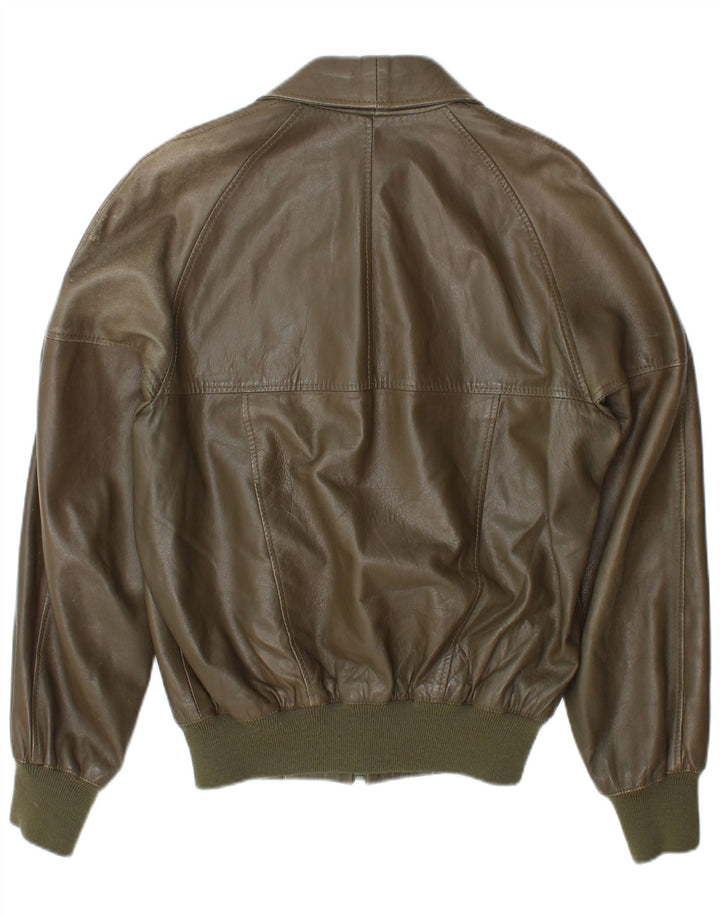 Vintage Herren Bomber Lederjacke UK 38 Medium Khaki