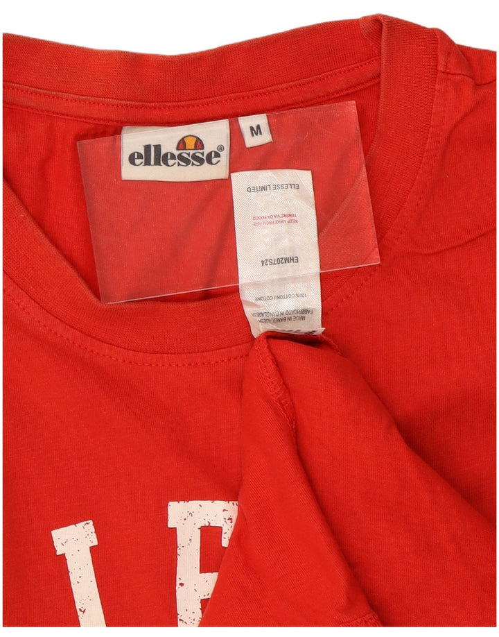 ELLESSE Herren Grafik-T-Shirt-Oberteil aus mittelroter Baumwolle