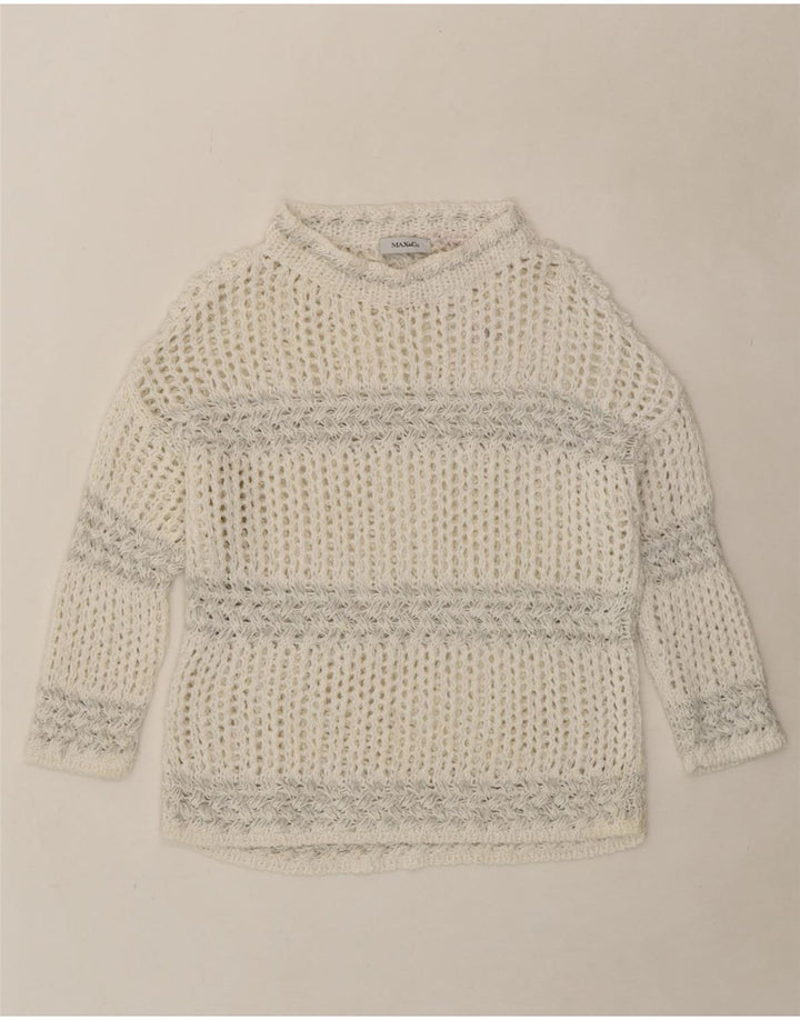 MAX&CO. Womens See Through Boat Neck Jumper Sweater UK 12 Medium White Vintage Max&Co. and Second-Hand Max&Co. from Messina Hembry 