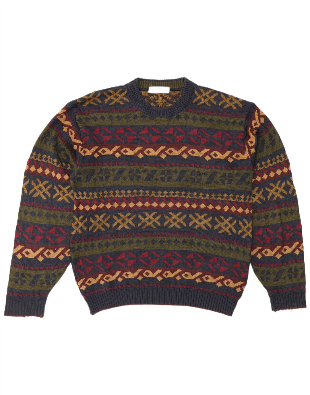 Marks & Spencer Herren-Pullover mit Rundhalsausschnitt, groß, mehrfarbig, geometrisch