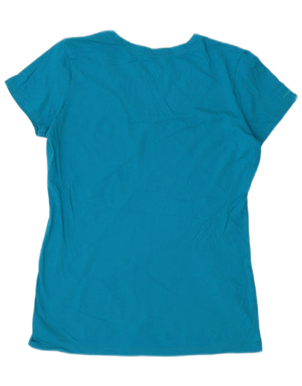 Under Armour Damen Heat Gear Graphic T-Shirt Top UK 12 Mittelblaue Baumwolle