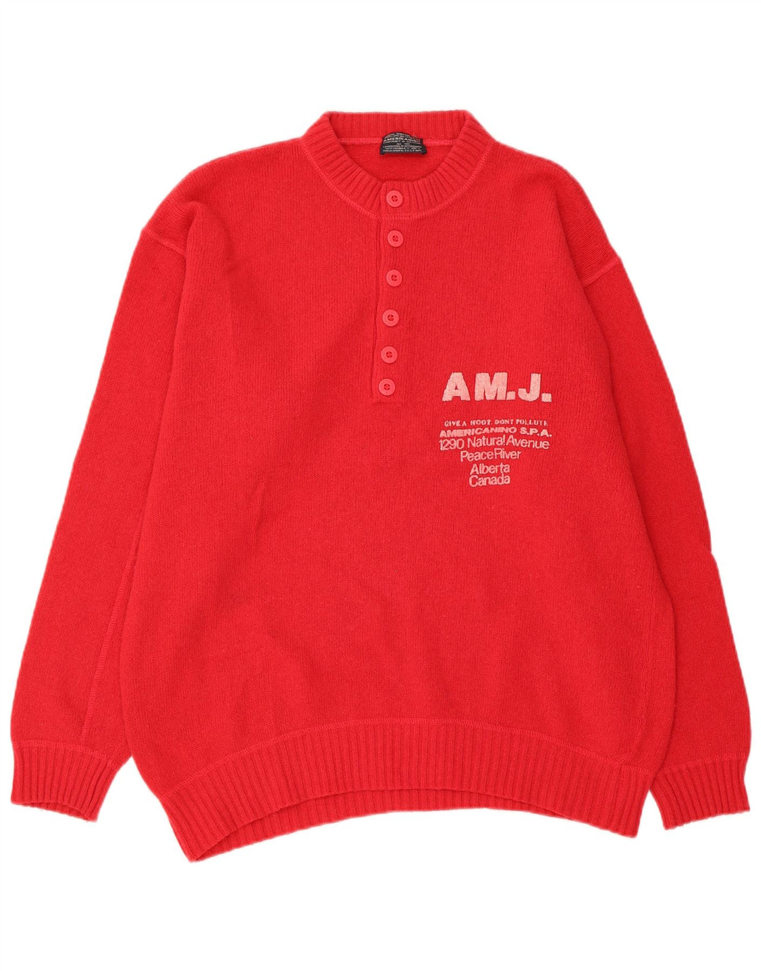 AMERICANINO Herren-Pullover mit grafischem Rundhalsausschnitt, Größe L, Rot