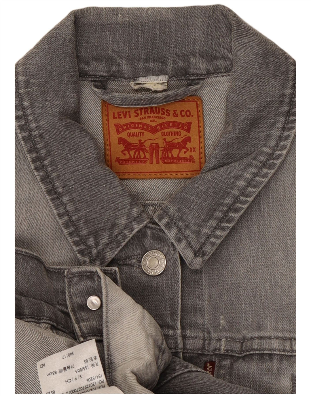 LEVI'S Damen Crop Denim Jacke UK 10 Small Graue Baumwolle