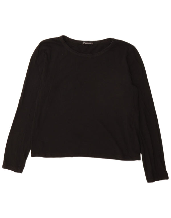 Zara Damen Top Langarm UK 18 XL Schwarz Baumwolle